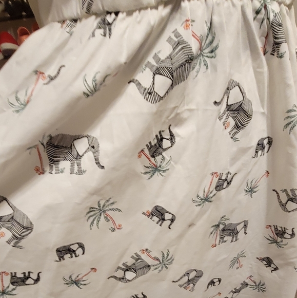 Elephant palm tree baby doll dress sweatheart neckline novelty print boho - Picture 10 of 12